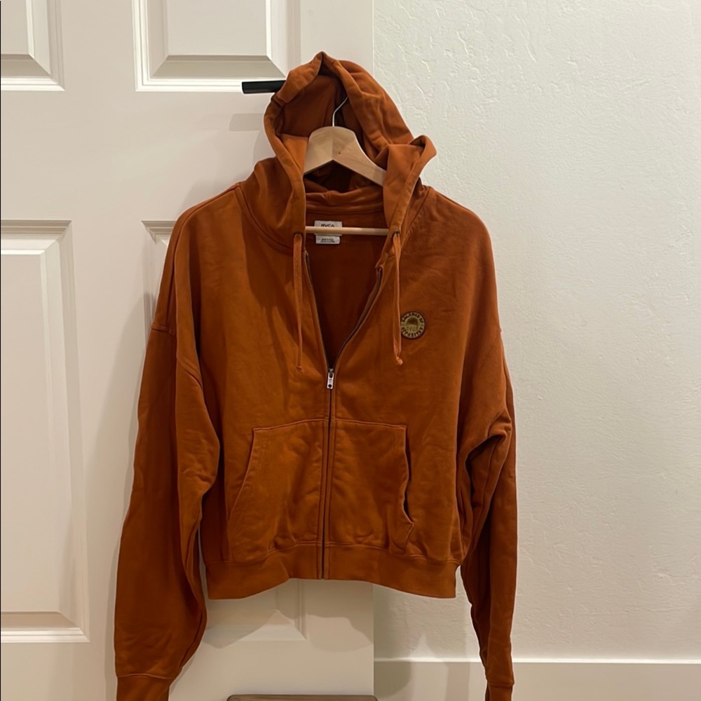 RCVA Court Rust Orange Caramel Zip-Up Hoodie Sweatshirt Women’s Small